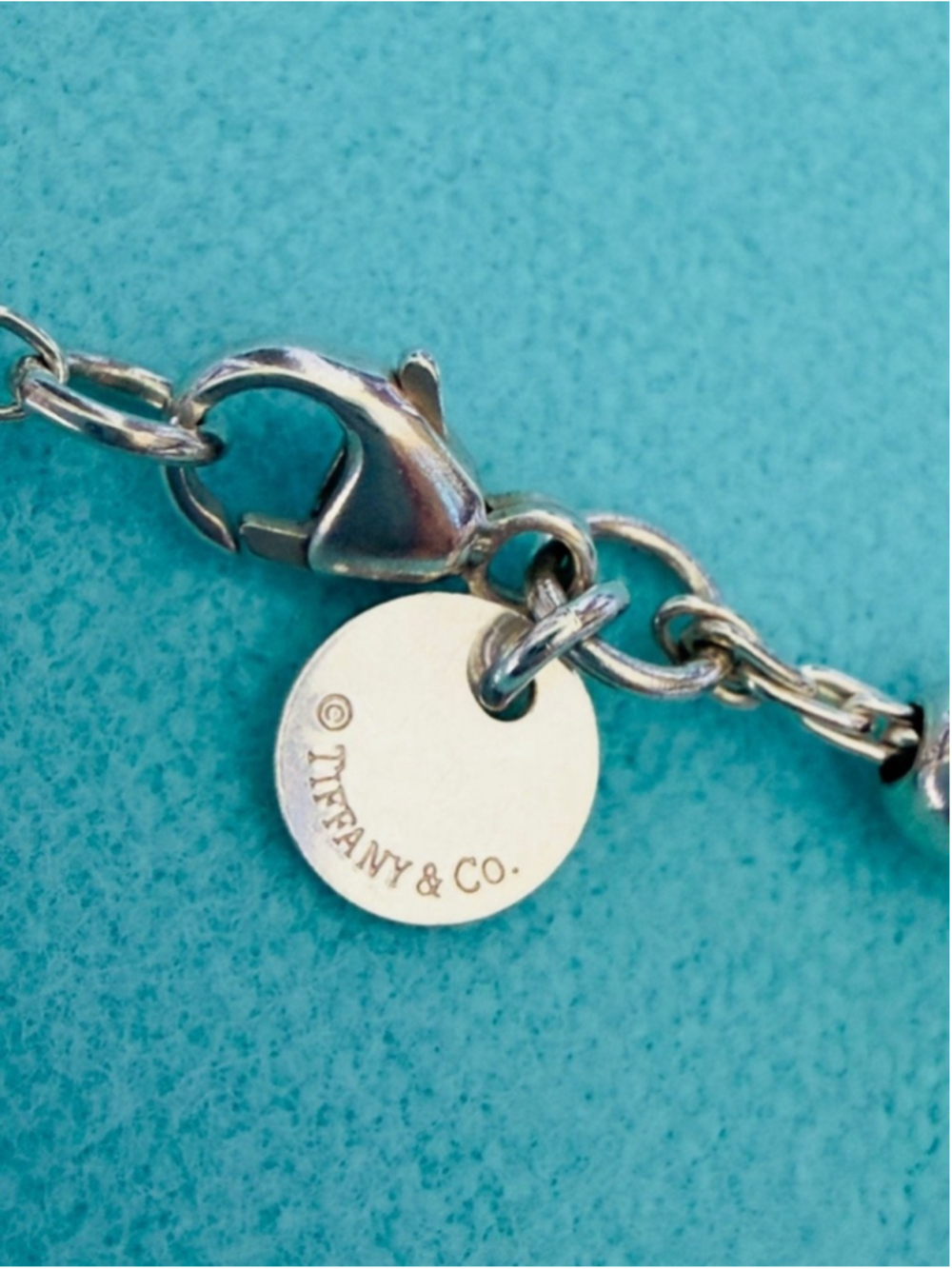 18” Return to Tiffany Blue Enamel Mini Heart Tag Bead Necklace - Picture 8 of 10